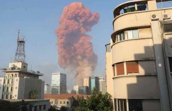 黎巴嫩首都贝鲁特的港口爆炸产生的蘑菇云